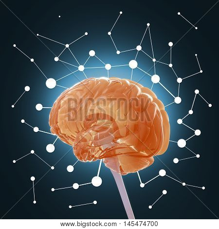 Huma brain isolated. Brain power, colorful creative thoughts. 3D illustration.