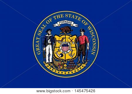 Flag of Wisconsin in the north-central United States.