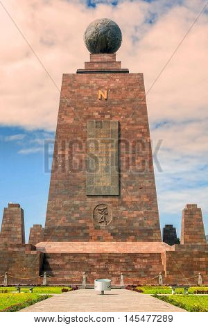 Middle Of The World Monument Mitad Del Mundo North Side Line Monument Near Quito Ecuador South America