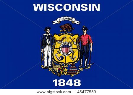 Flag of Wisconsin in the north-central United States.
