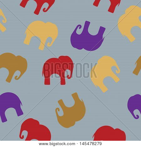 Seamless pattern. Texture with colorful elephants. Can be used for textile, website background, book cover, packaging.