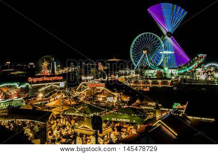 Worms, Germany - September 3: Ferris wheel and rides in Wormser Backfischfest in 2016