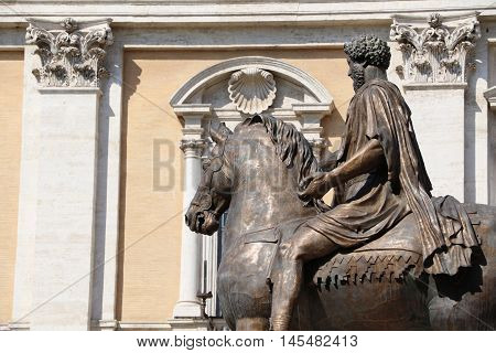 The statue of Marcus Aurelius in Capitoline Hill, Rome
