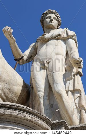 Castor statue at the entrance of the Capitoline Hill in Rome