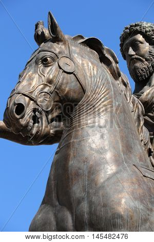 The statue of Marcus Aurelius in Capitoline Hill, Rome