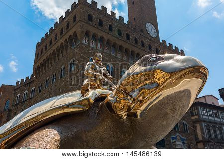 Golden Sculpture Of Jan Fabre In Florence