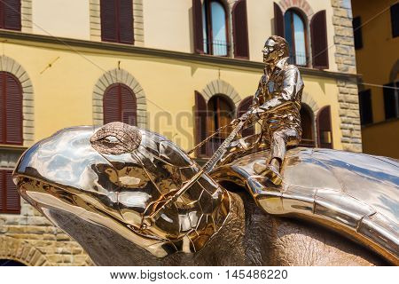 Golden Sculpture Of Jan Fabre In Florence