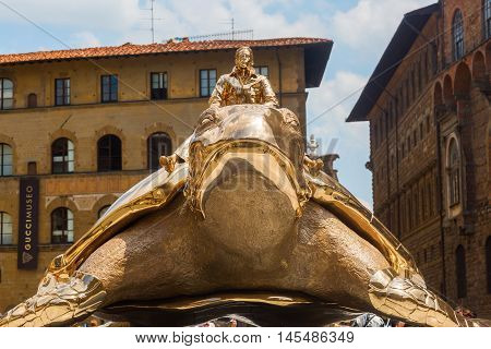 Golden Sculpture Of Jan Fabre In Florence