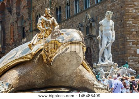 Golden Sculpture Of Jan Fabre In Florence