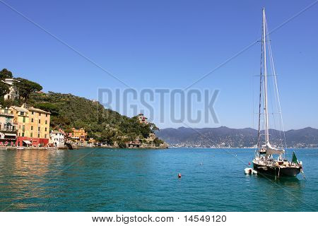 Yacht In Portofino Bay.