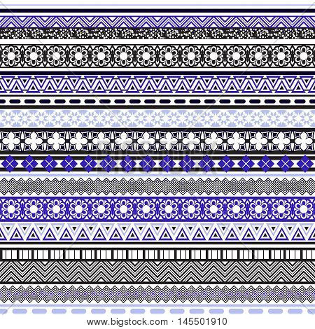 Tribal seamless pattern. Abstract background with ethnic ornament. Seamless background with different geometric shapes. Vector illustration