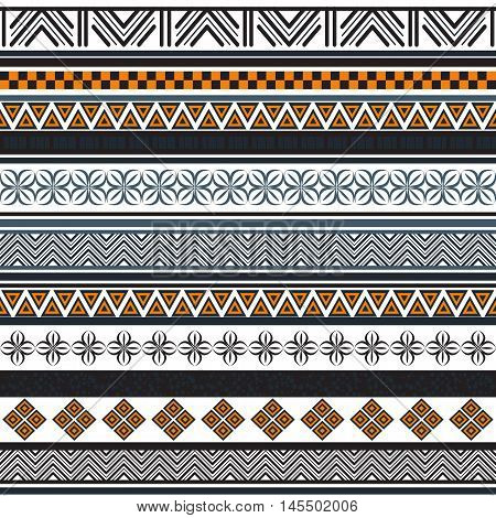 Tribal seamless pattern. Abstract background with ethnic ornament. Seamless background with different geometric shapes. Vector illustration