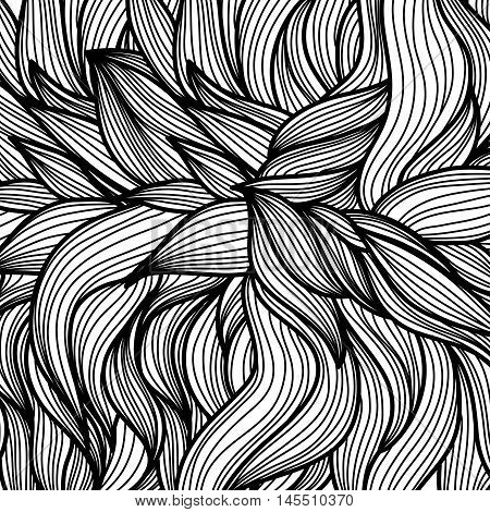 Hand drawn leaves pattern. Scetch of background with abstract shapes illustration. EPS 10
