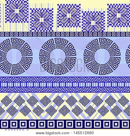Tribal seamless pattern. Abstract background with ethnic ornament. Seamless background with different geometric shapes. Vector illustration