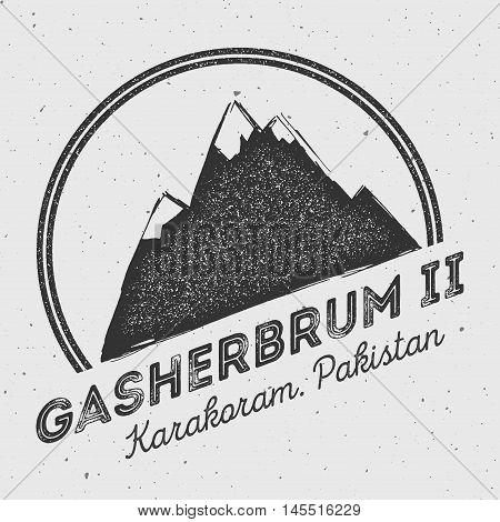 Gasherbrum Ii In Karakoram, Pakistan Outdoor Adventure Logo. Round Mountain Vector Insignia. Climbin