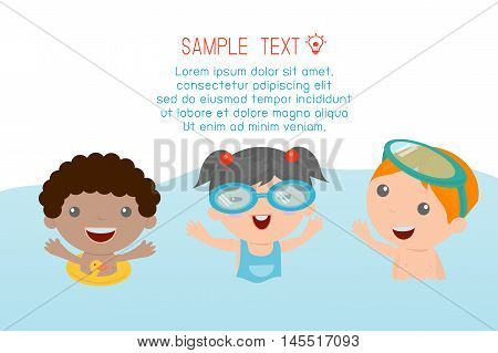 kids on the beach , kids playing outside, Vector Illustration.
