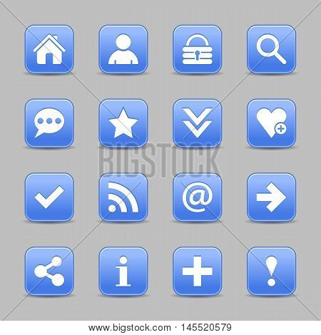 Blue Satin Icon Web Button With White Basic Sign