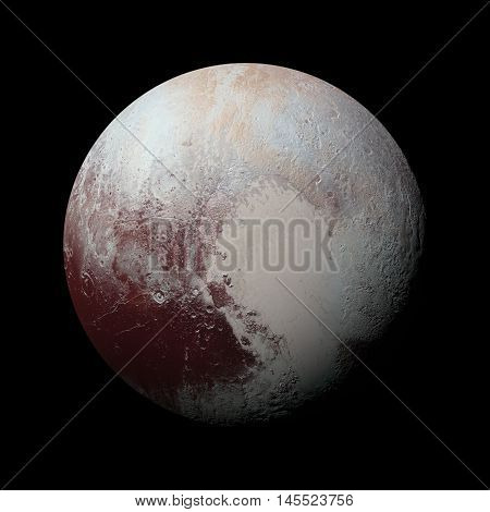 Solar System - Pluto. Isolated planet on black background. Elements of this image furnished by NASA