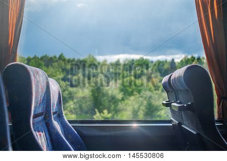 travel in old bus with empty seats