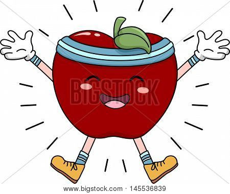 Mascot Illustration of an Apple Doing Jumping Jacks