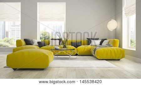 Interior of modern design room 3D rendering