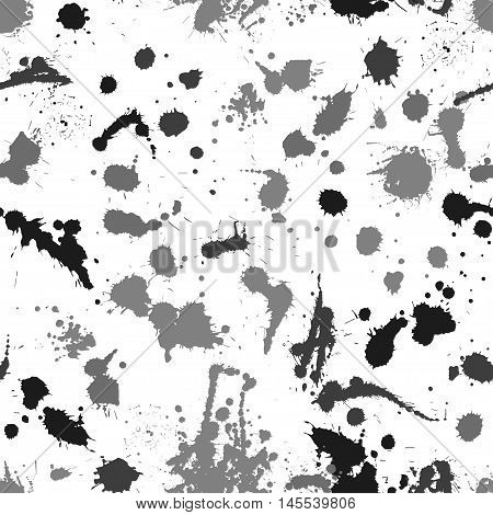 Vector ink seamless pattern blots.Black blot on a white background. EPS