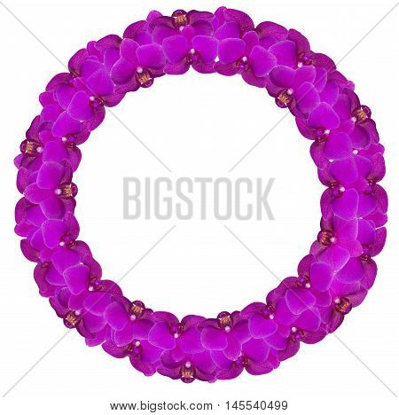 Pink orchid heart isolated on white. Spa concept.