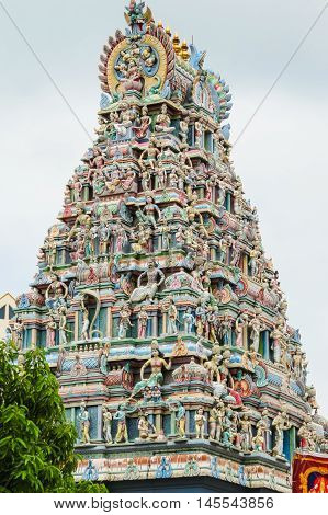 Carved figures at the Sri Srinivasa Perumal Hindu Temple, Singapore
