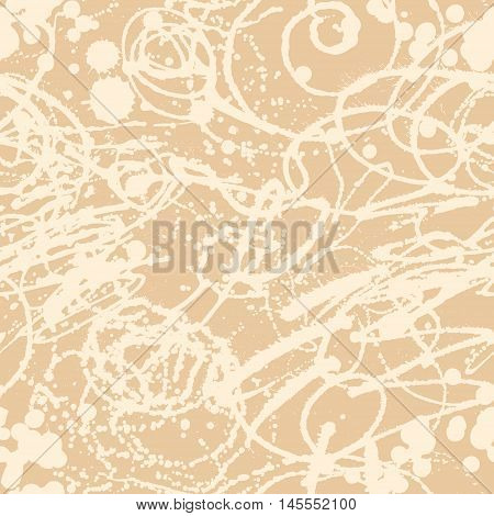 Splattered with dots seamless wallpaper pattern. Hand-drawn sprayed blots painted illustration. Artistic design of ink splashes on the surface. Creative backdrop elements for textile. Grunge texture.