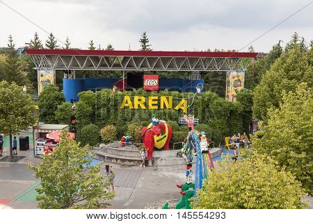 GUNZBURG GERMANY - AUG 18 2016: View of the Arena at the Legoland Deutschland theme park in Gunzburg Germany
