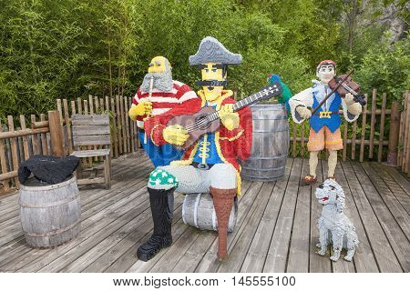 GUNZBURG GERMANY - AUG 18 2016: Lego Pirates Musicians characters at the Legoland Deutschland park in Guenzburg Germany