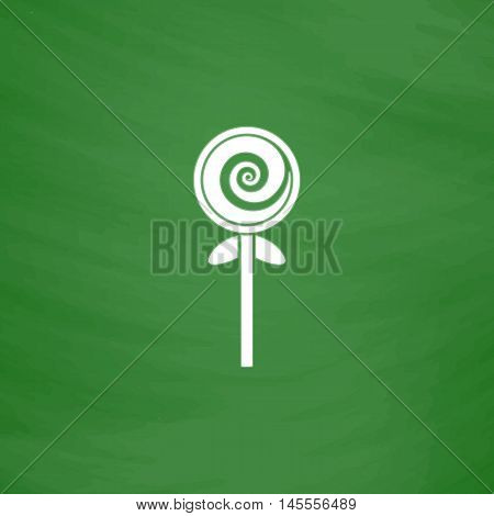 lollipop Simple vector button. Imitation draw icon with white chalk on blackboard. Flat Pictogram