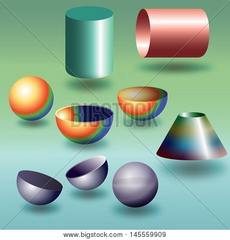 vector clipart of various elements of stereometry objects