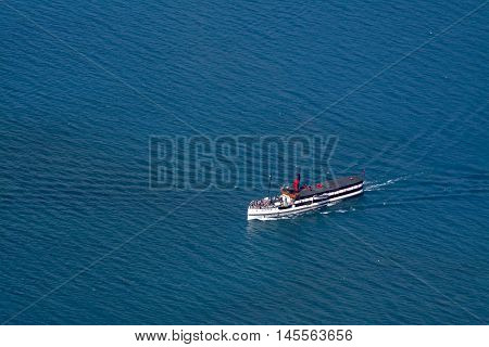 Queenstown, New Zealand - March 2016: Tss Earnslaw Vintage Steamship Cruises In Lake Wakatipu, Queen