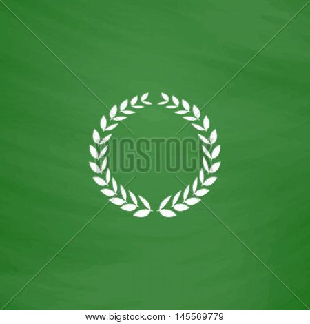 triumph wreath Simple vector button. Imitation draw icon with white chalk on blackboard. Flat Pictogram and School board background. Illustration symbol