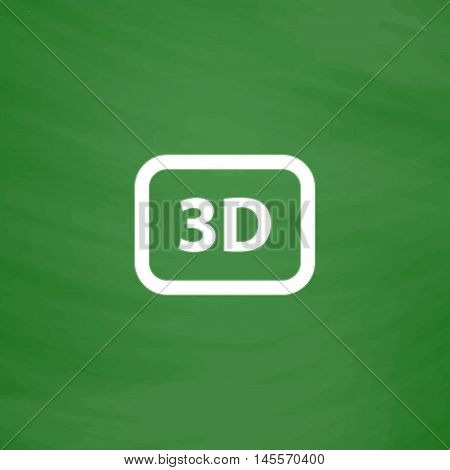 three dimensional Simple vector button. Imitation draw icon with white chalk on blackboard. Flat Pictogram and School board background. Illustration symbol
