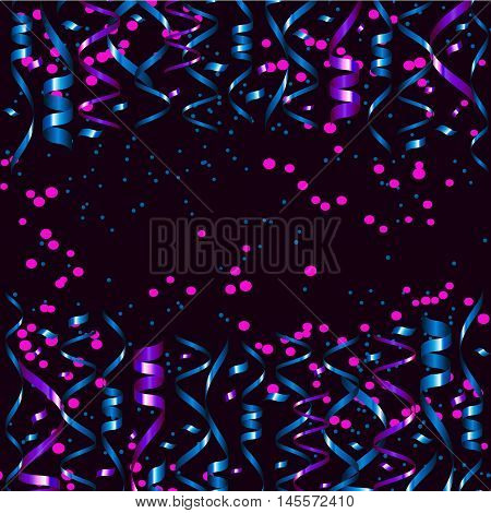 colorful confetti on dark background isolate objects
