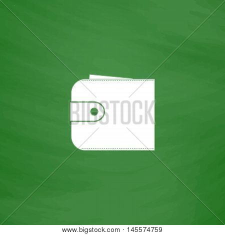 pouch Simple vector button. Imitation draw icon with white chalk on blackboard. Flat Pictogram and School board background. Illustration symbol