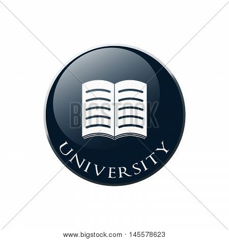 University book icon. Higher education symbol. Graphic design element. Symbol in circle button.