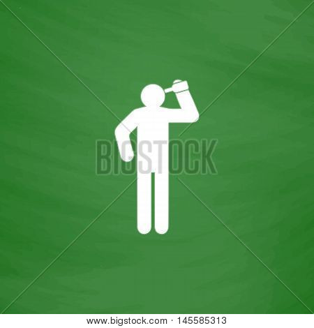 drunkard Simple vector button. Imitation draw icon with white chalk on blackboard. Flat Pictogram and School board background. Illustration symbol
