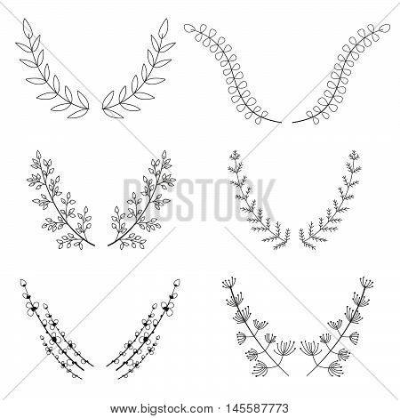 Hand-drawn vector wreath, laurel. Decorative elements. Vector laurels for your design.