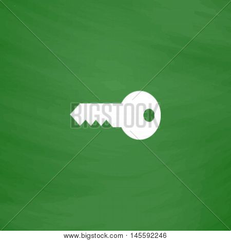 Key Simple vector button. Imitation draw icon with white chalk on blackboard. Flat Pictogram and School board background. Illustration symbol