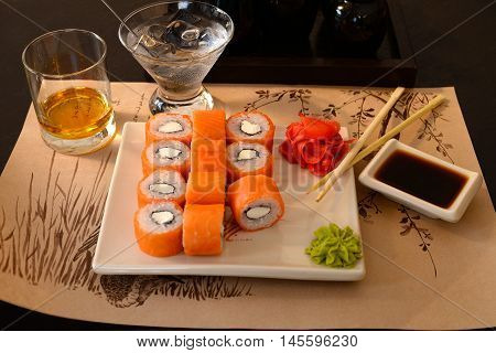 set classic rolls for a romantic dinner for two