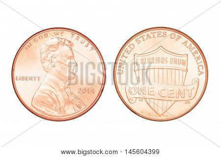 One Us Cent Isolated