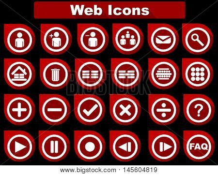 24 Piece Beautiful Red Flat Web Icon