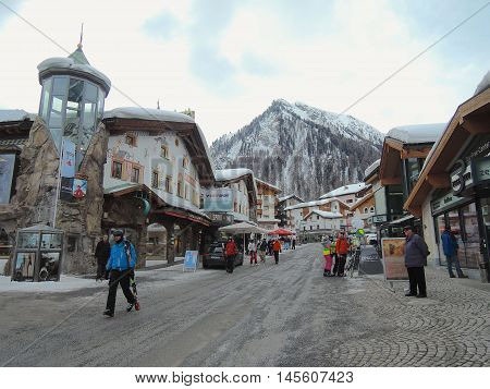 Samnaun, Switzerland, March 1, 2014: in the village of Samnaun, Switzerland.