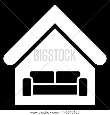 House Interrior icon. Vector style is flat iconic symbol white color black background.