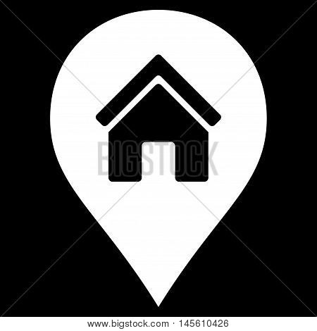 Realty Map Marker icon. Vector style is flat iconic symbol white color black background.