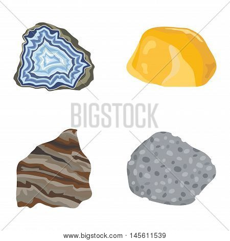 Collection set of semi precious gemstones stones and mineral stone isolated on white background. Colorful shiny gemstone. Mineral stone jewelry material agate mineral stone geology nature crystal.
