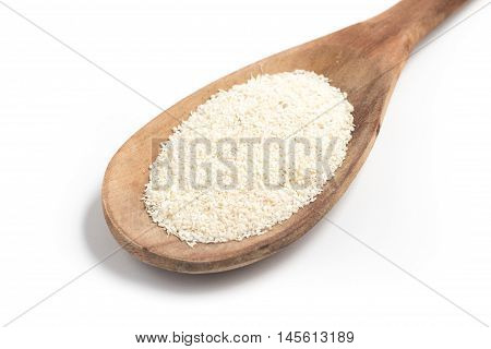 Farinha de Mandioca. Manioc. Cassava flour in white background